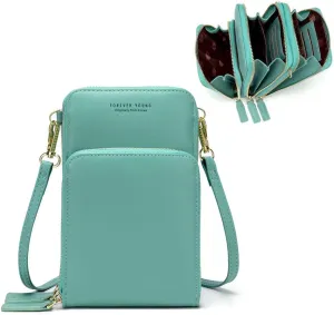 myfriday Small Crossbody Cell Phone Bag for Women, Mini Over Shoulder Handbag Purse with Credit Card Slots