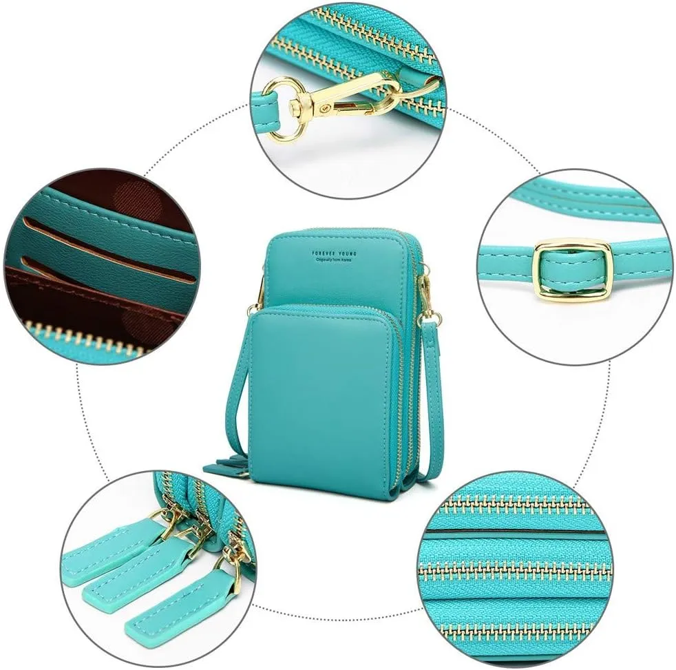 myfriday Small Crossbody Cell Phone Bag for Women, Mini Over Shoulder Handbag Purse with Credit Card Slots