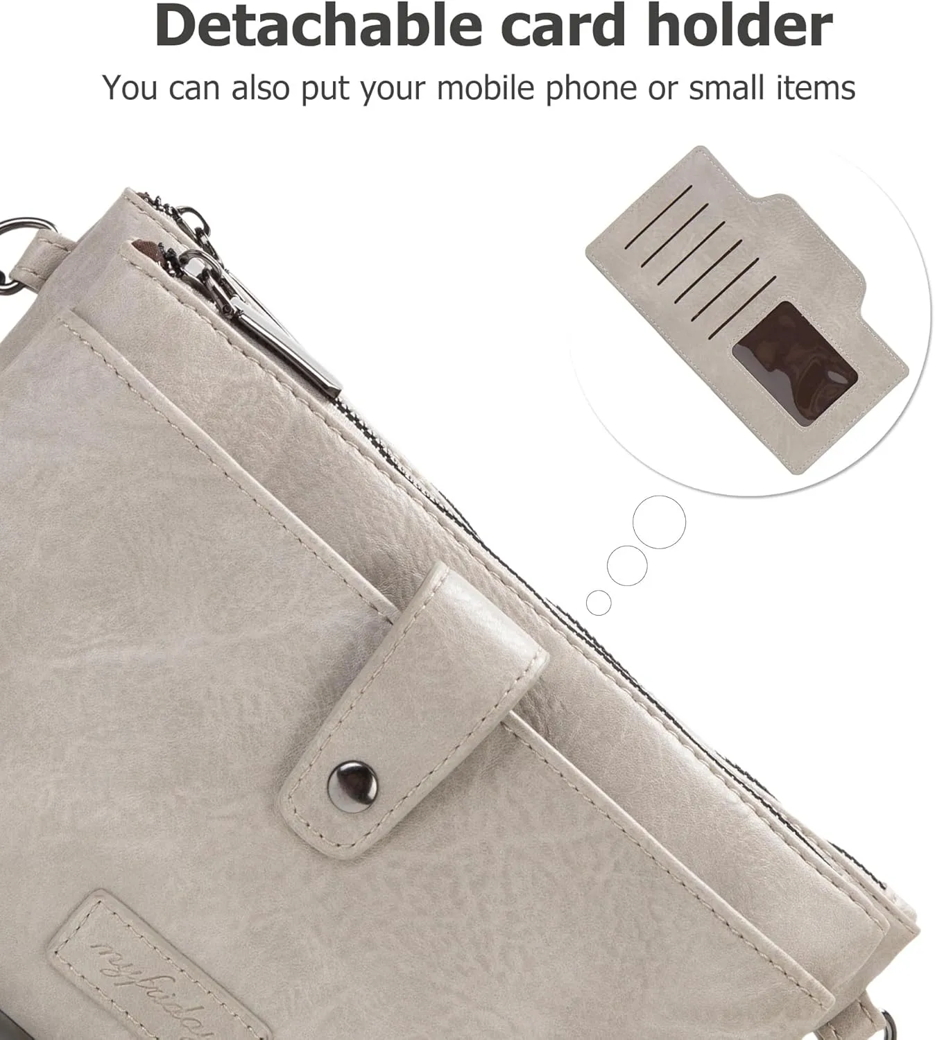 myfriday Vintage Leather Camera Crossbody Bag for Women, Stylish Two Layer Shoulder Bag Purse with Removable Card Slots