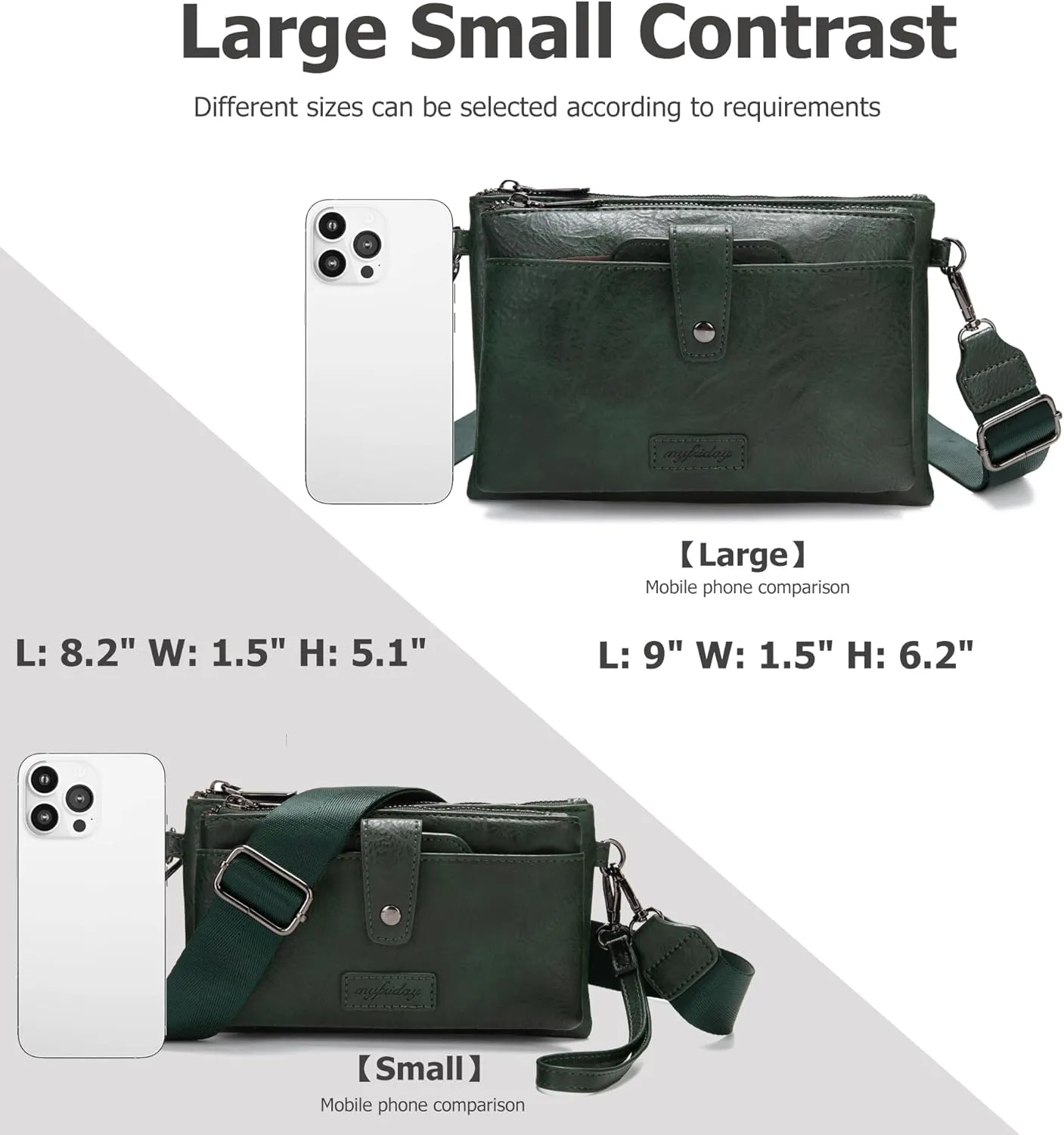 myfriday Vintage Leather Camera Crossbody Bag for Women, Stylish Two Layer Shoulder Bag Purse with Removable Card Slots