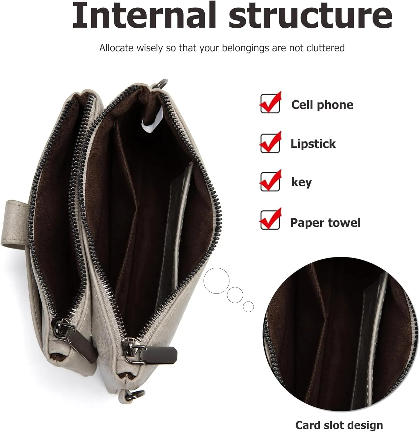 myfriday Vintage Leather Camera Crossbody Bag for Women, Stylish Two Layer Shoulder Bag Purse with Removable Card Slots