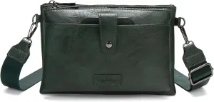 myfriday Vintage Leather Camera Crossbody Bag for Women, Stylish Two Layer Shoulder Bag Purse with Removable Card Slots
