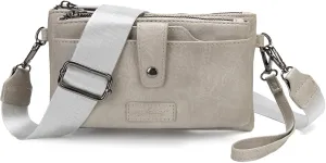 myfriday Vintage Leather Camera Crossbody Bag for Women, Stylish Two Layer Shoulder Bag Purse with Removable Card Slots