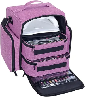 Nail Polish Organizer Holds 60 Bottles and a Nail Lamp,Portable Travel Case with 2 Removable Bags and Tools Storage Pockets Purple