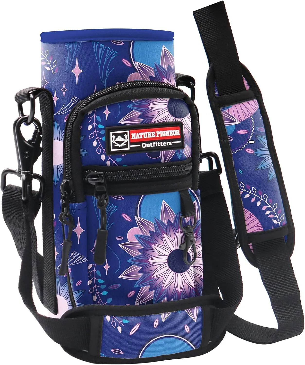 NATURE PIONEOR Water Bottle Holder with Strap for 25oz/32oz/40oz/64oz, Water Bottle Carrier Bag with Phone Pocket Crossbody