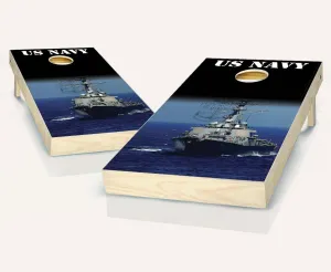 Navy Ship Cornhole Board Set - Corn Hole Game Boards - Regulation Size - Includes Boards   Optional Lights & Cases