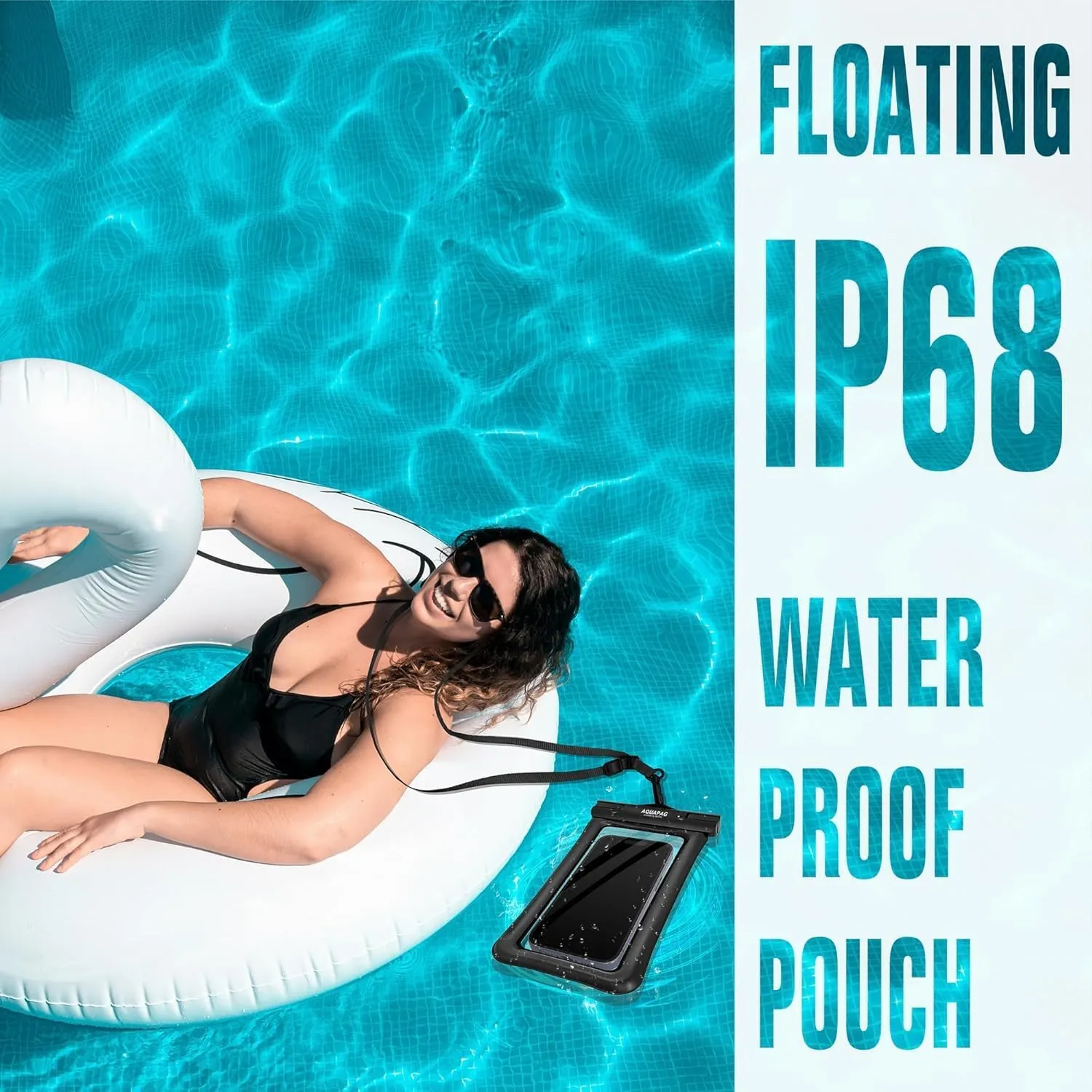 NEPHI IP68 Waterproof Phone Pouch 2 Pack-Up to 8.0"，Adjustable Neck Lanyard Floating Waterproof Phone Case for iPhone,Phone Dry Bags for Vacation Beach Pool Travel Essentials (Black Black 4 Pack)