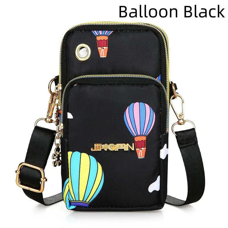 New Fashion Balloon Mobile Phone Crossbody Bags for Women Shoulder Bag Cell Phone Pouch With Headphone Plug 3 Layer Wallet 2023