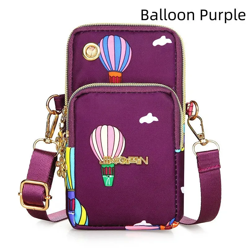New Fashion Balloon Mobile Phone Crossbody Bags for Women Shoulder Bag Cell Phone Pouch With Headphone Plug 3 Layer Wallet 2023