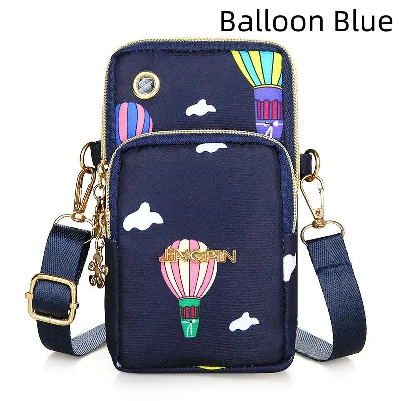 New Fashion Balloon Mobile Phone Crossbody Bags for Women Shoulder Bag Cell Phone Pouch With Headphone Plug 3 Layer Wallet 2023