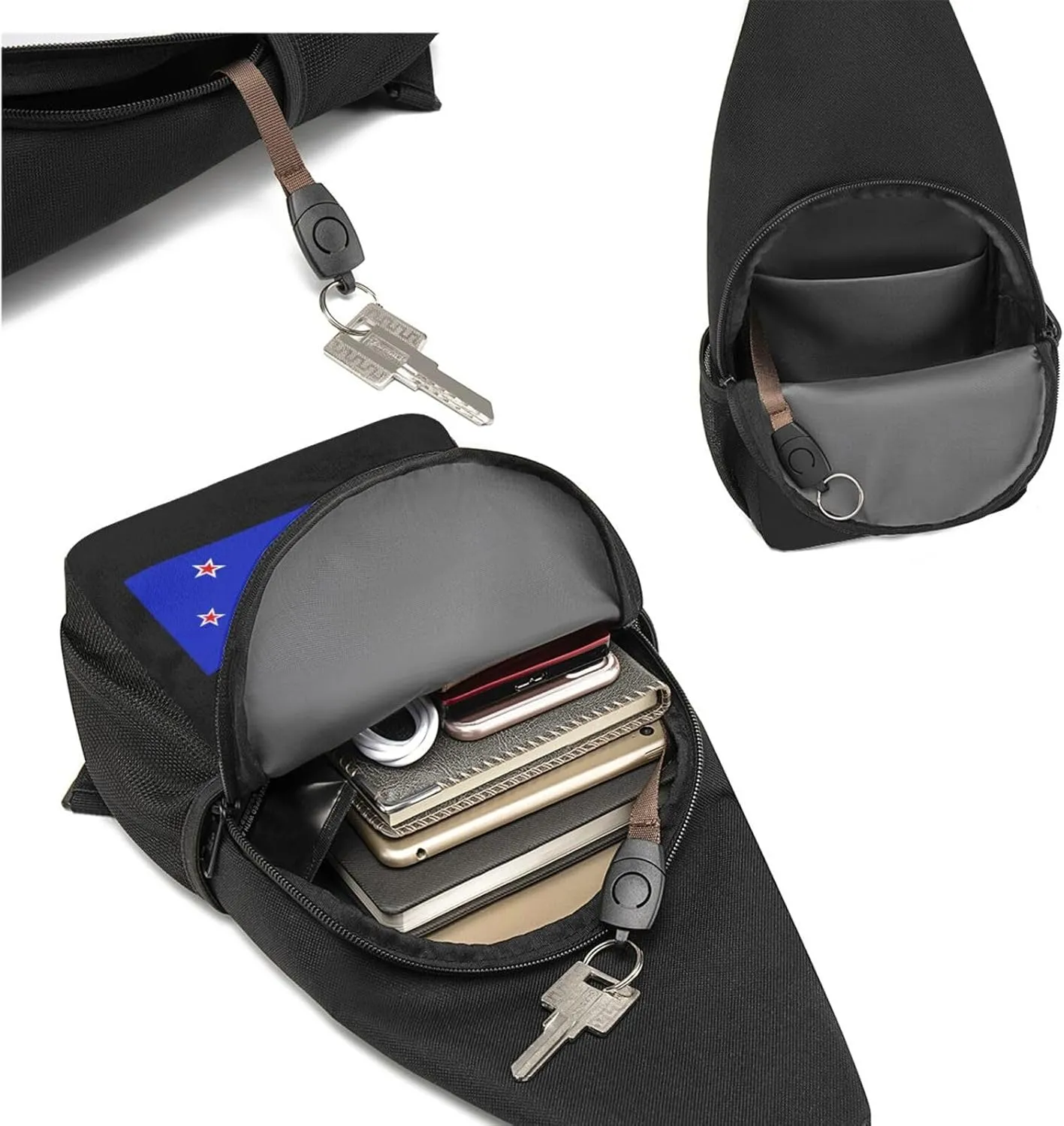 New Zealand Maori Fern Flag Sling Bag Crossbody Backpack Shoulder Casual Daypack Bags for Men Women