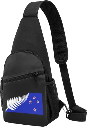 New Zealand Maori Fern Flag Sling Bag Crossbody Backpack Shoulder Casual Daypack Bags for Men Women