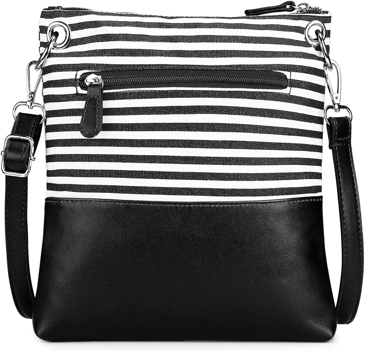 Newshows Women Lightweight Medium Canvas PU Leather Crossbody Bag with Tassel