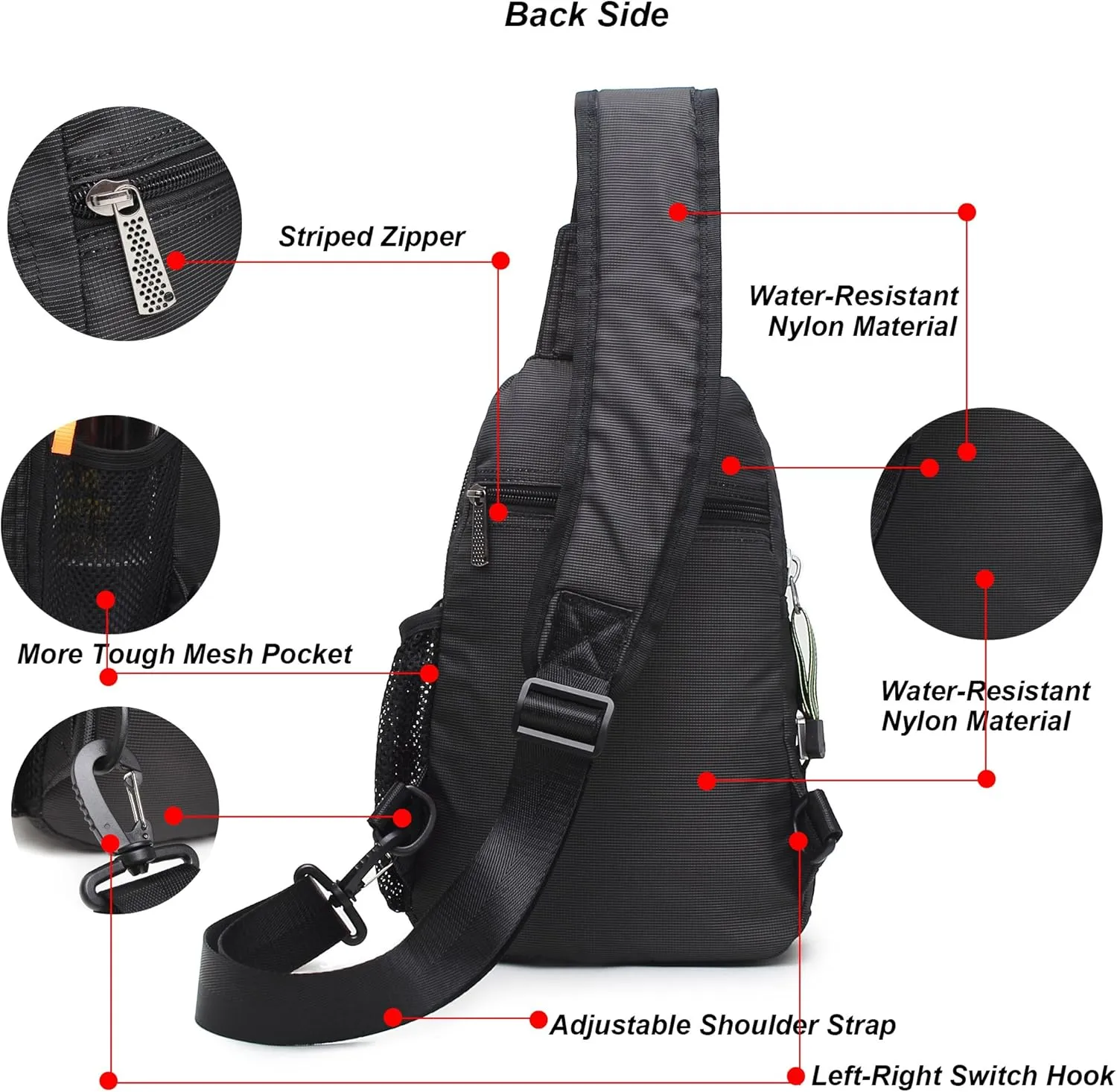 NICGID Sling Bag Chest Shoulder Backpack Crossbody Bags for Tablet Laptop Outdoor Hiking Men Women