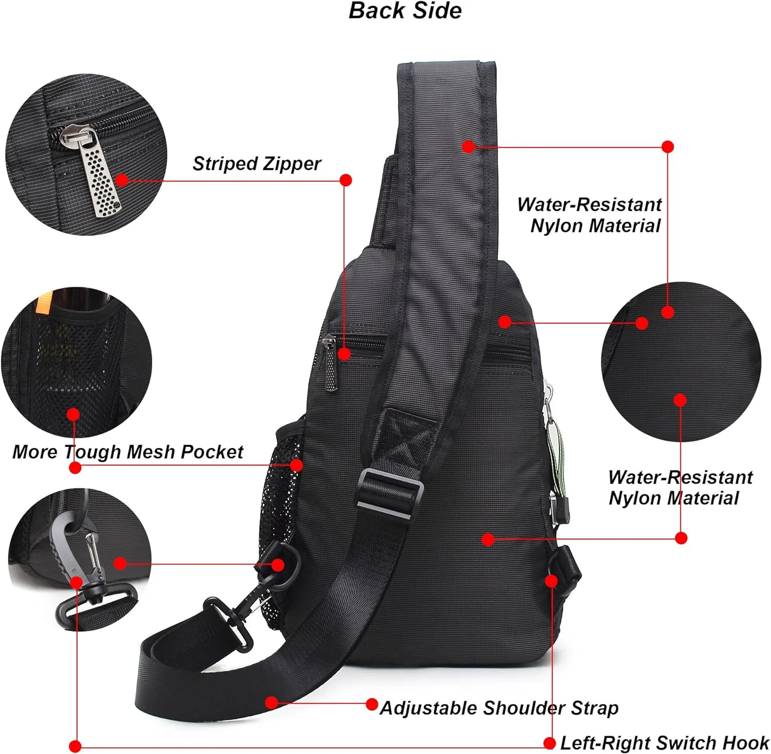 NICGID Sling Bag Chest Shoulder Backpack Crossbody Bags for Tablet Laptop Outdoor Hiking Men Women