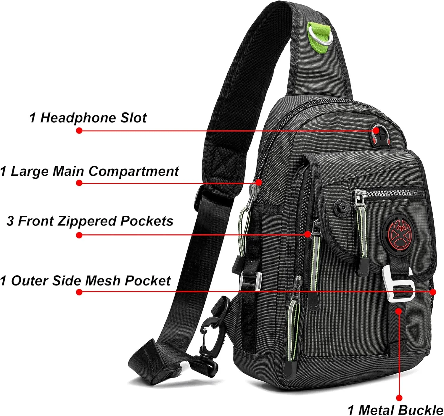 NICGID Sling Bag Chest Shoulder Backpack Crossbody Bags for Tablet Laptop Outdoor Hiking Men Women