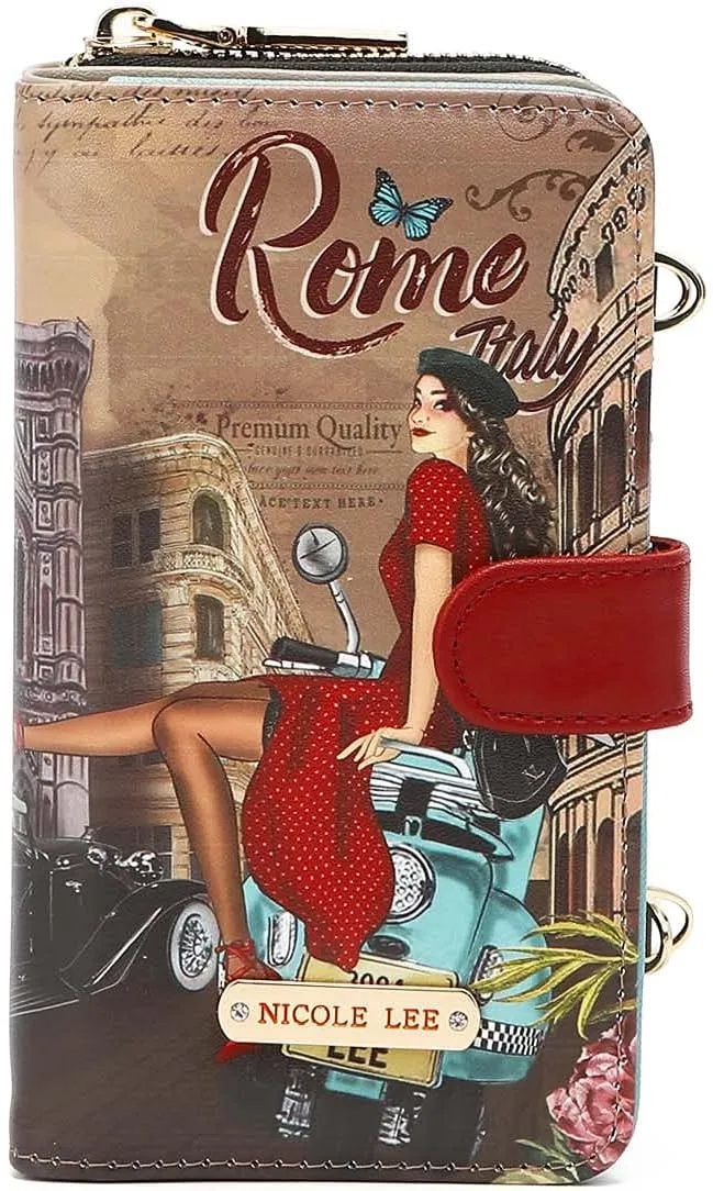 Nicole Lee 2 Piece Phone Case Crossbody Wallet (MEMORY OF ROME)