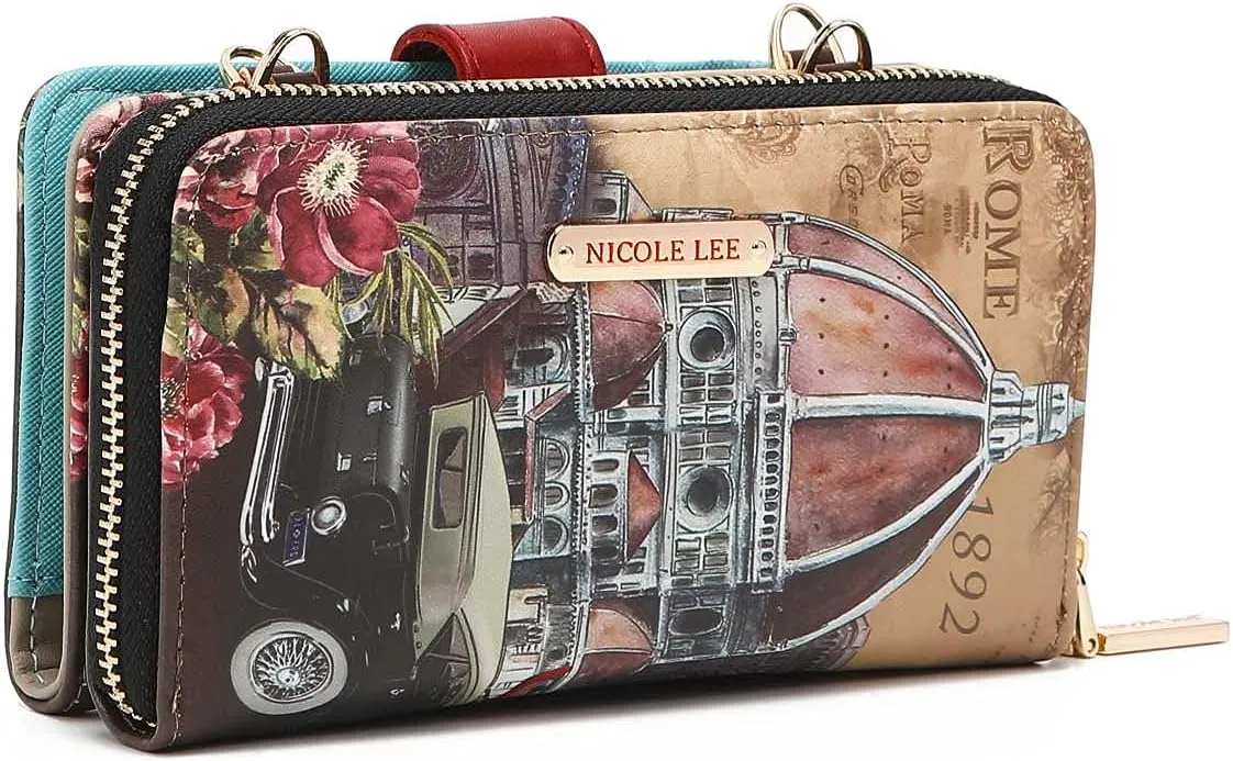 Nicole Lee 2 Piece Phone Case Crossbody Wallet (MEMORY OF ROME)