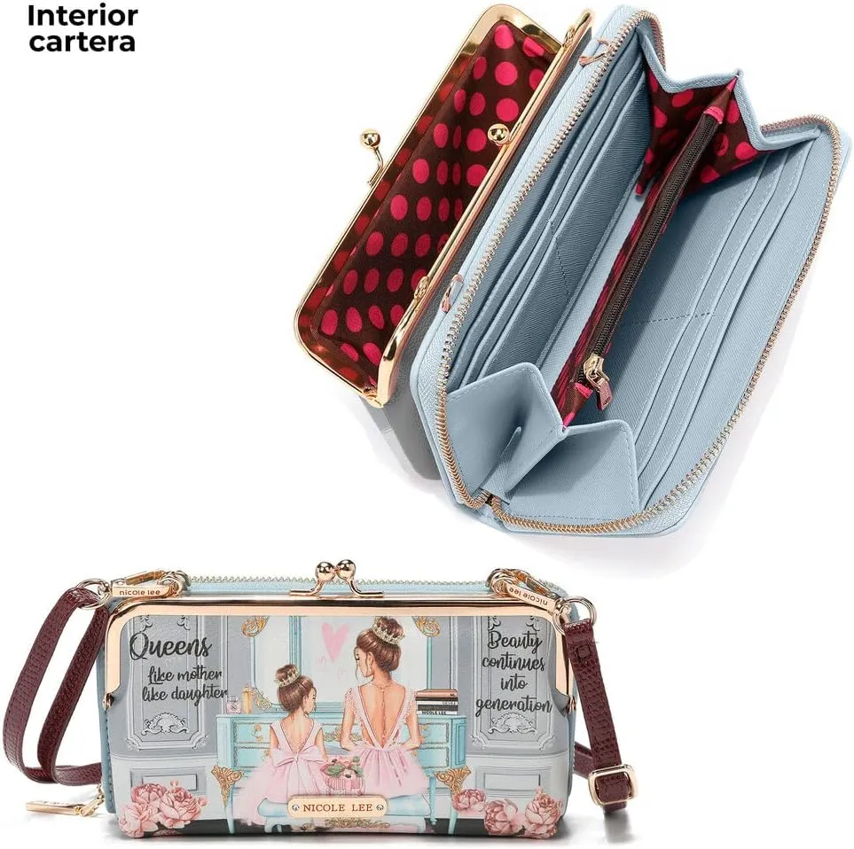 NICOLE LEE 3 Pieces Accessories Gift Value Set (Wallet Crossbody, Small Card Case, Diamond Fashion Watch)