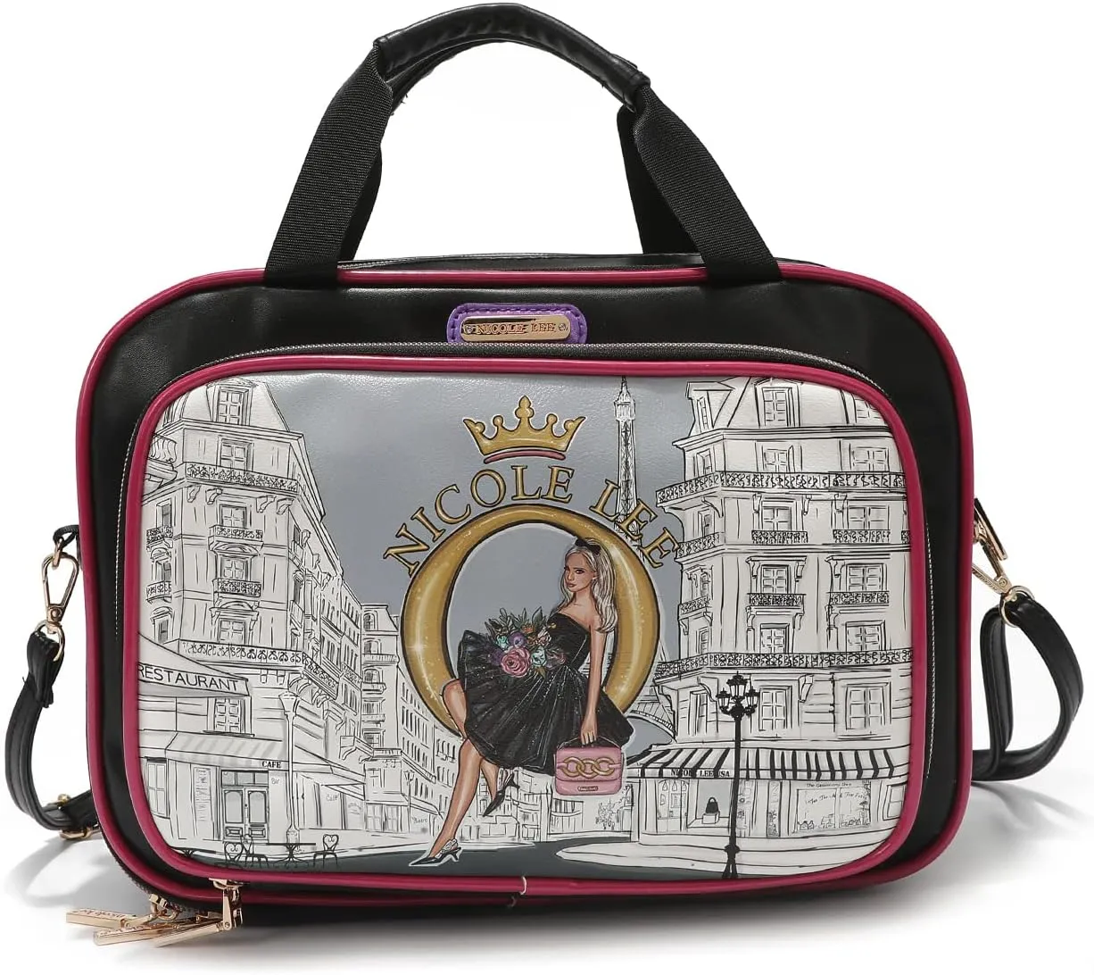 Nicole Lee Cosmetic Makeup Bag for Women - Multi Organization Toiletry Travel Bag with 5 Compartments (Dreaming the City)