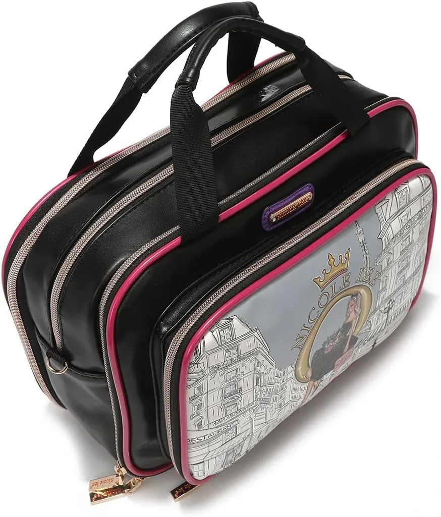 Nicole Lee Cosmetic Makeup Bag for Women - Multi Organization Toiletry Travel Bag with 5 Compartments (Dreaming the City)