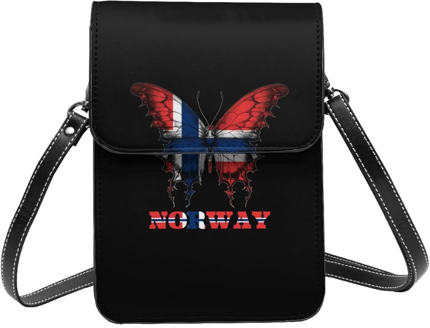 Norway Norse Norwegians Butterflies Flag Small Crossbody Bag Is A Shoulder Bag Designed For Women And Girls Cell Phone Crossbody Wallet Purses With Card Slots Adjustable Strap