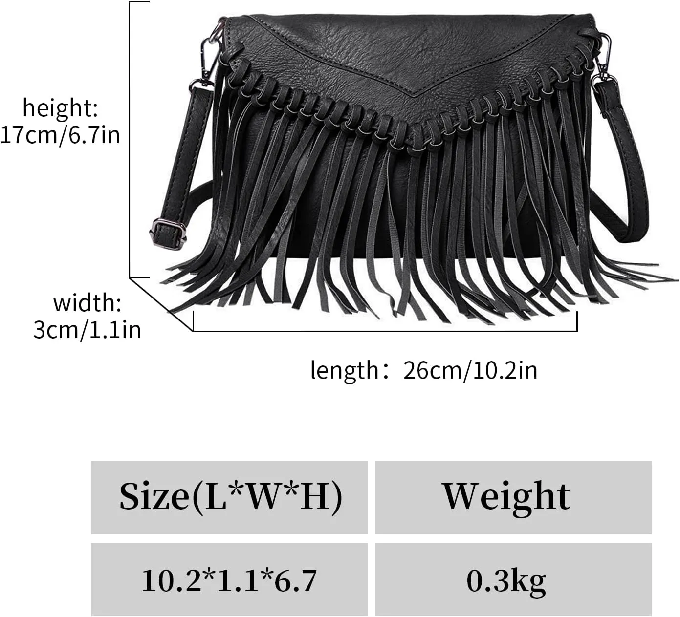 NOTAG Women Leather Shoulder Handbags Crossbody Bags with Tassel Vintage Envelope Handbag