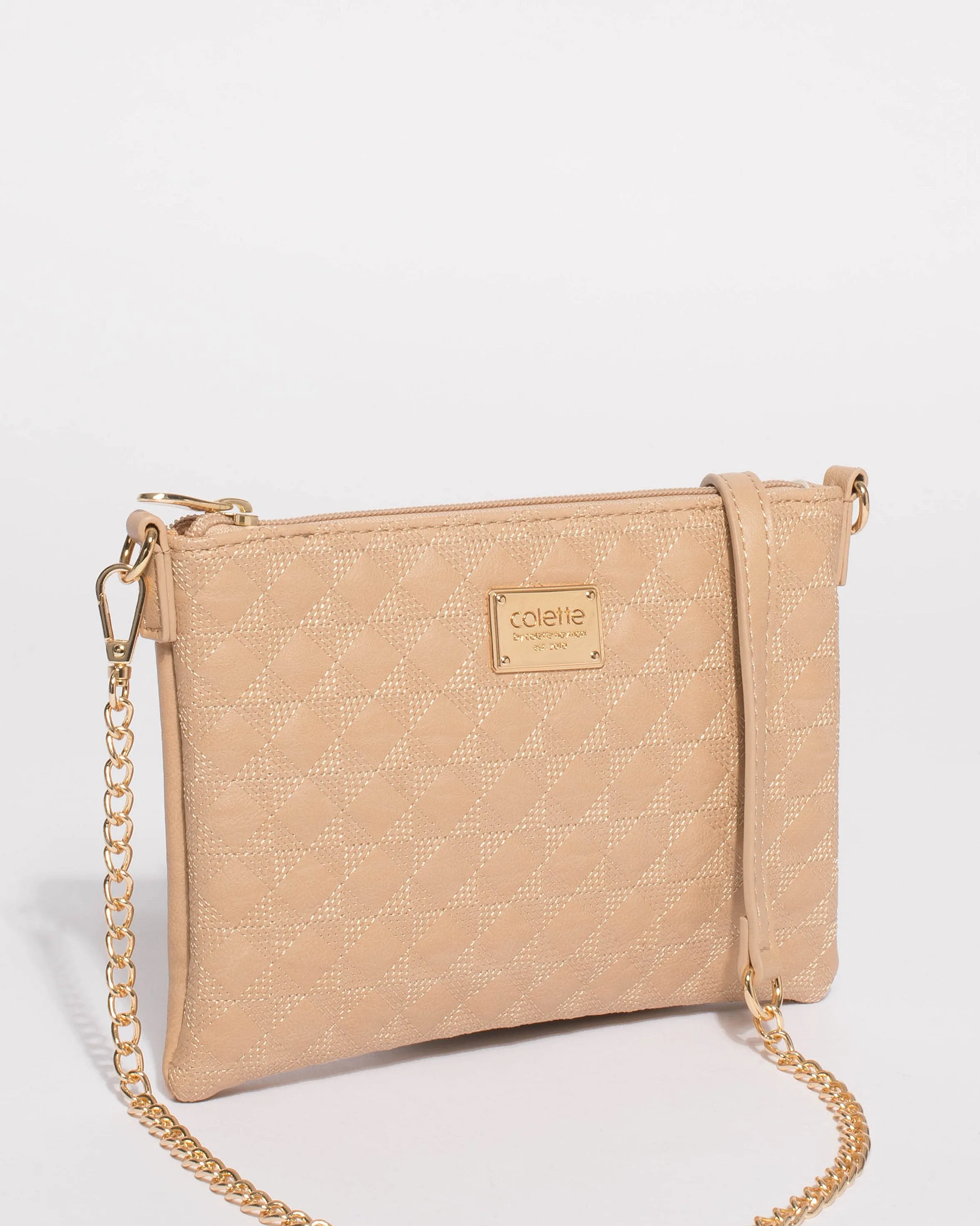Nude Diamond Quilt Peta Crossbody Bag