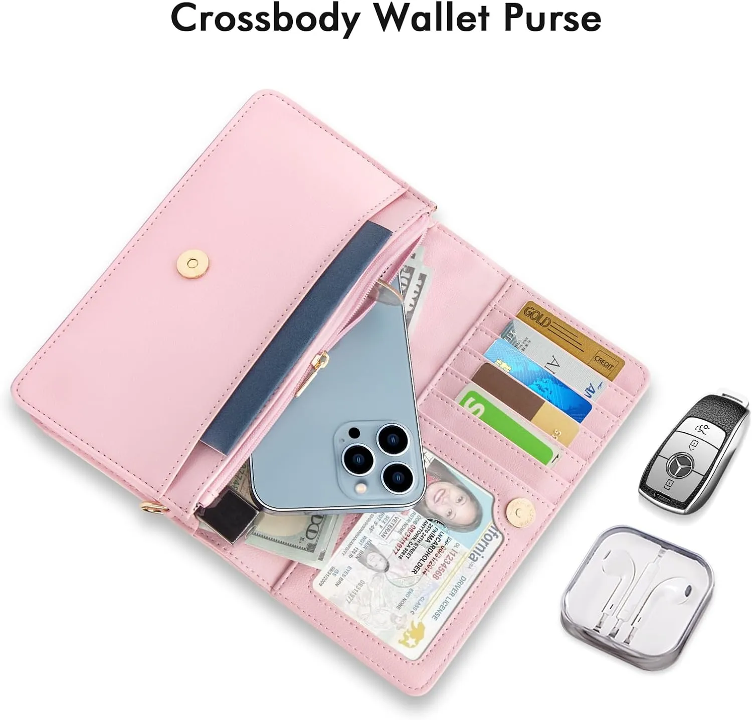 nuoku Crossbody Bag for Women Cellphone Little Purse with Credit Card Slots Lightweight Leather Wristlet Wallet