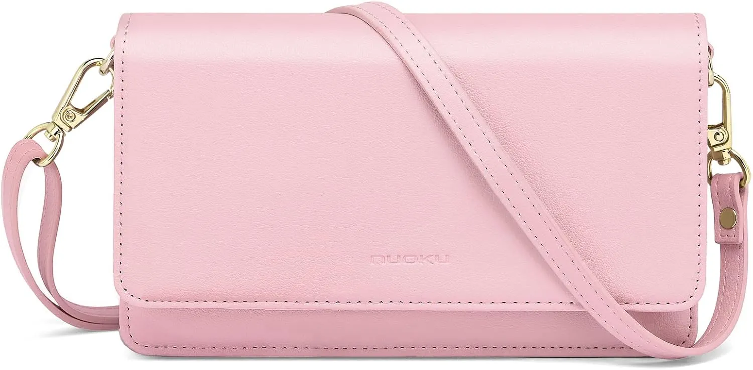 nuoku Crossbody Bag for Women Cellphone Little Purse with Credit Card Slots Lightweight Leather Wristlet Wallet