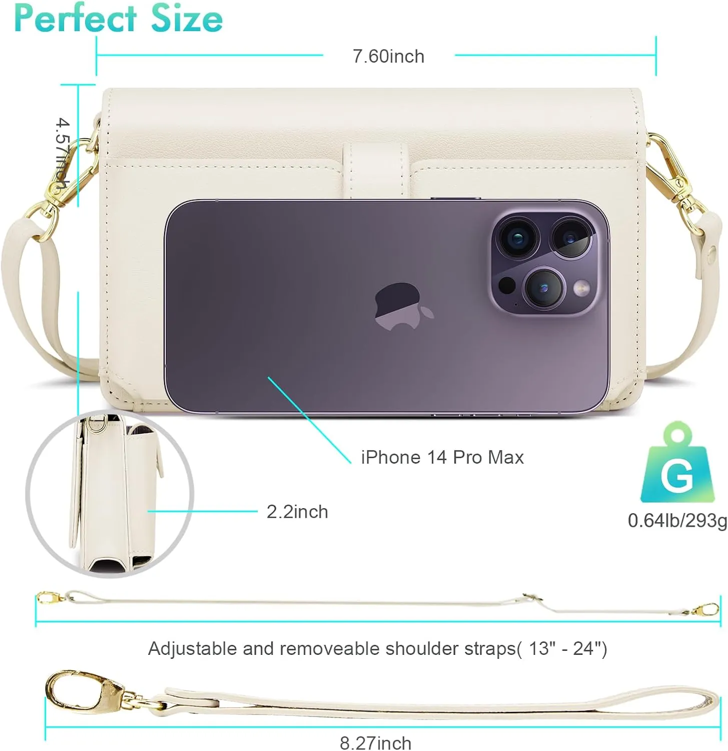 nuoku Women Small Crossbody Bag Cellphone Purse Wallet with RFID Card Slots 2 Straps