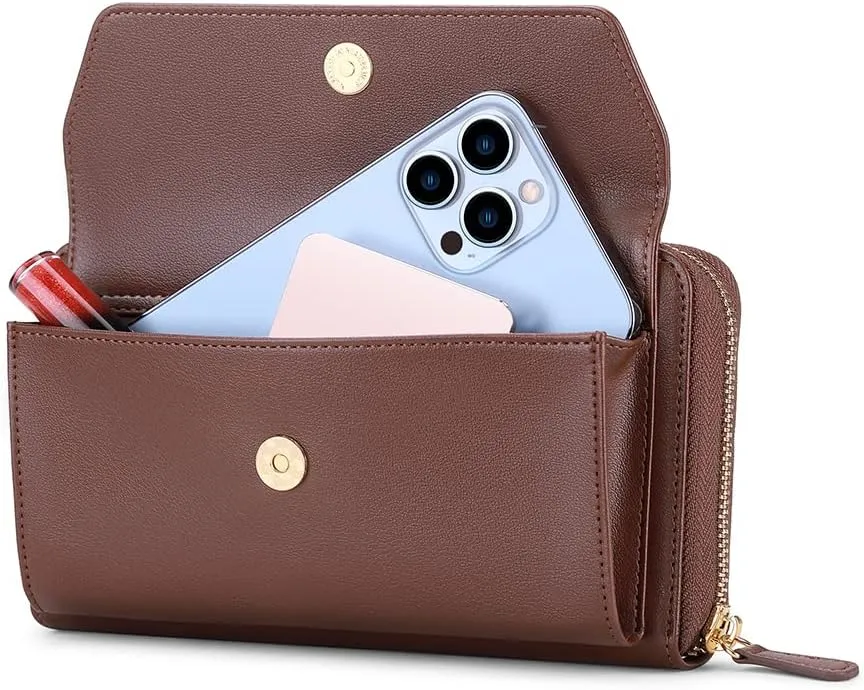 nuoku Womens RFID Wallet Purse Wristlet Crossbody Clutch with Zip Around 2 Strap