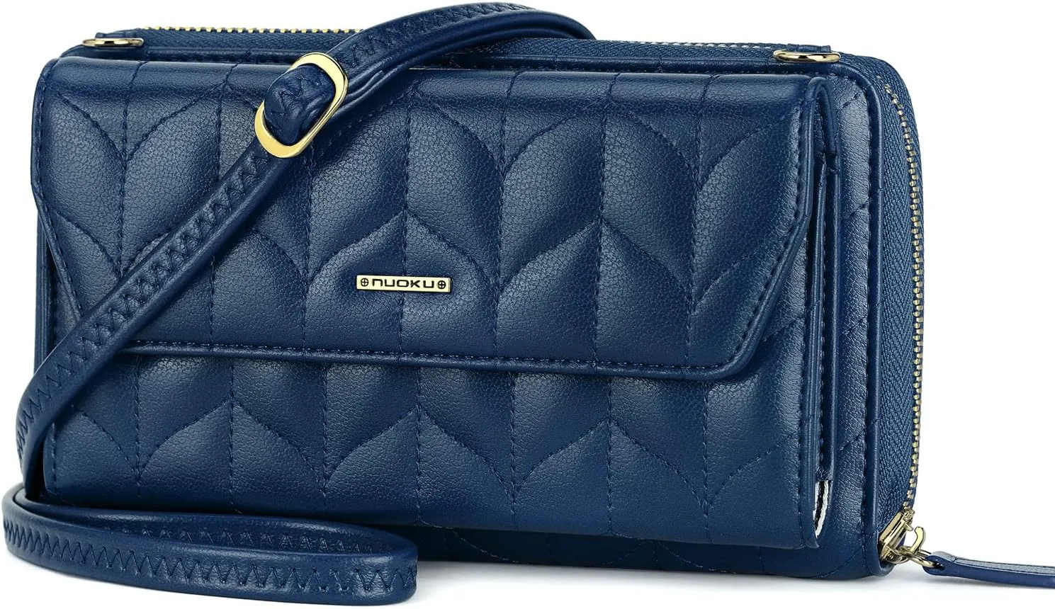 nuoku Womens RFID Wallet Purse Wristlet Crossbody Clutch with Zip Around 2 Strap