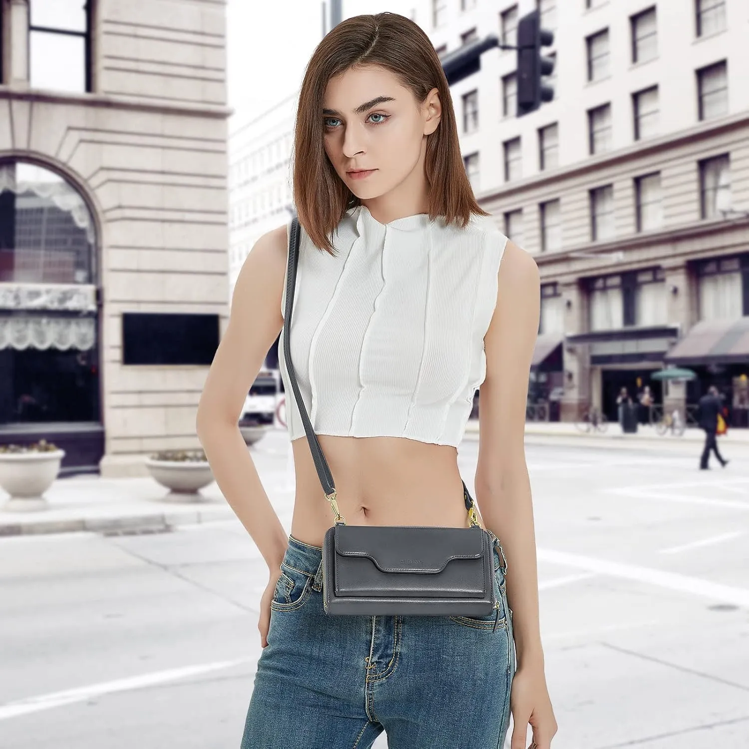 nuoku Women's Small Crossbody Shoulder Bags, Clutch Purses Wristlet Phone Wallet for Women with Credit Card Holder