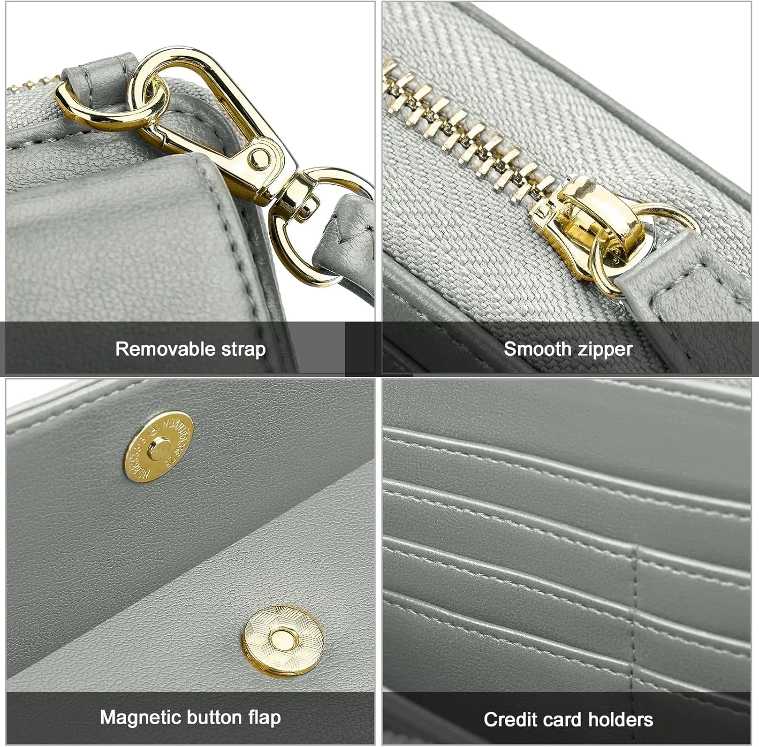 nuoku Women's Small Crossbody Shoulder Bags, Clutch Purses Wristlet Phone Wallet for Women with Credit Card Holder