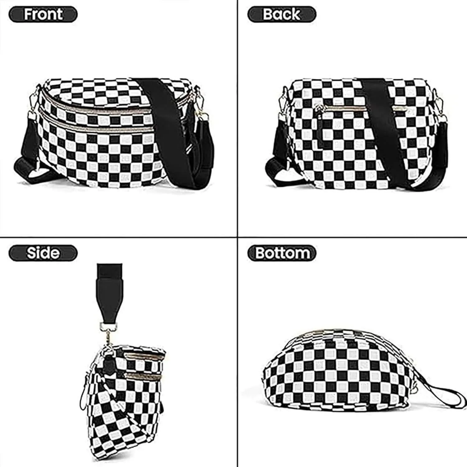 Nuvore Crossbody Bag, 2025 New Nuvore ComfortBag for Women, Spacious Stylish Checkered Bum Bag with Shoulder Strap