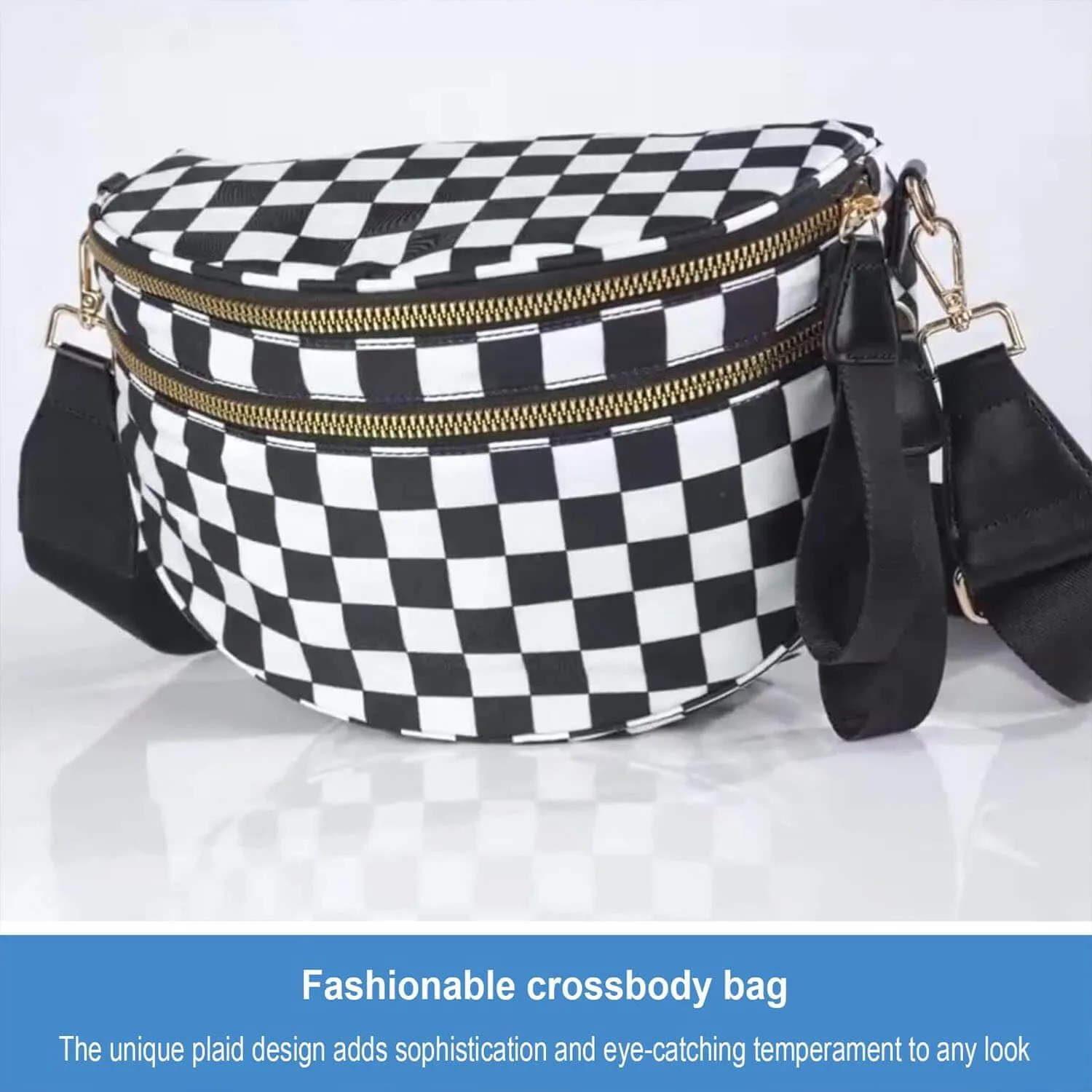 Nuvore Crossbody Bag, 2025 New Nuvore ComfortBag for Women, Spacious Stylish Checkered Bum Bag with Shoulder Strap