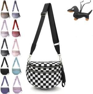 Nuvore Crossbody Bag, 2025 New Nuvore ComfortBag for Women, Spacious Stylish Checkered Bum Bag with Shoulder Strap