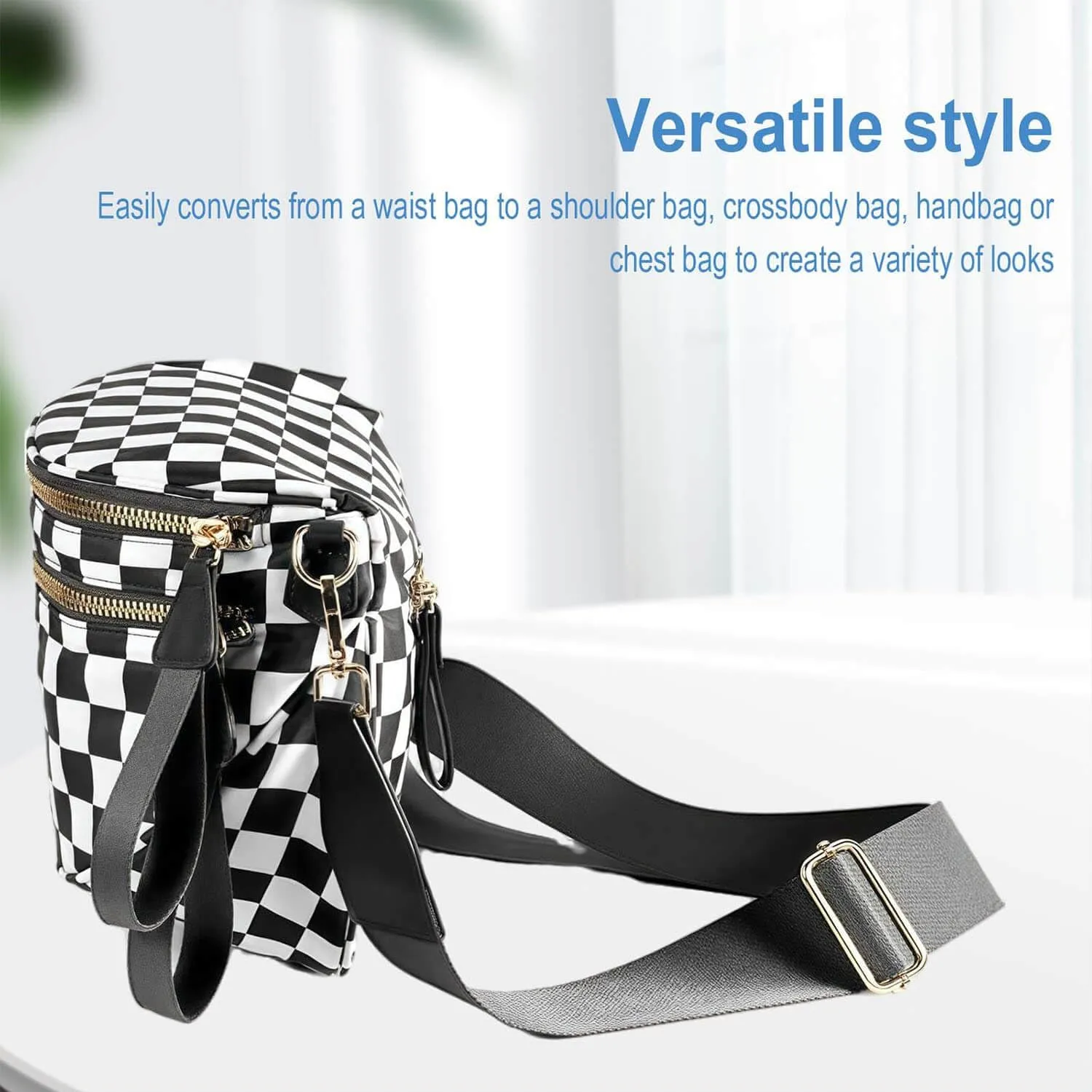 Nuvore Crossbody Bag, 2025 New Nuvore ComfortBag for Women, Spacious Stylish Checkered Bum Bag with Shoulder Strap