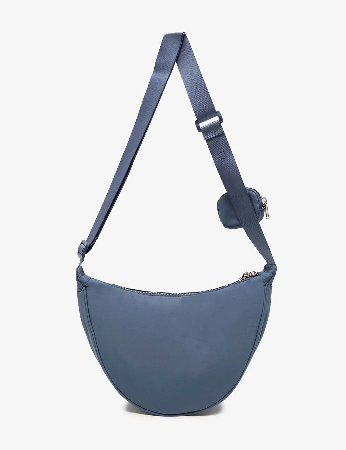 NYLON CRESCENT CROSSBODY BAG WITH ZIPPER POUCH
