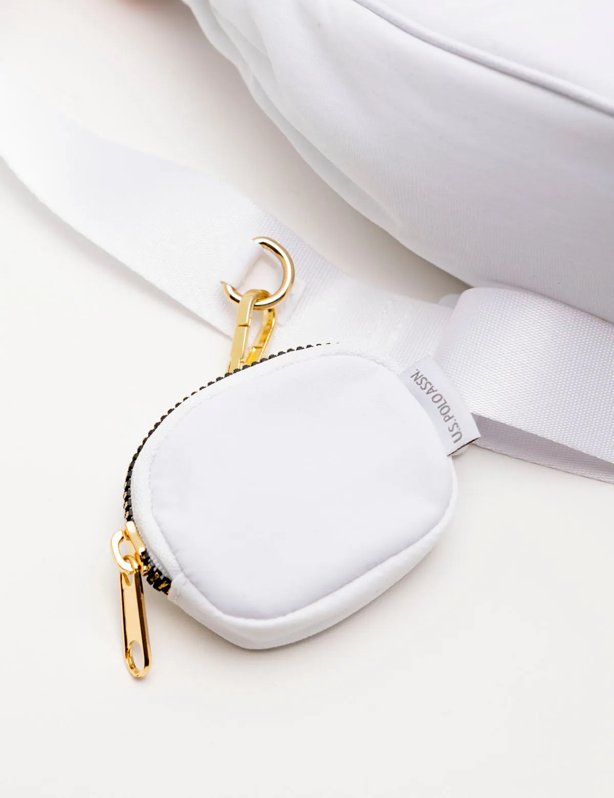 NYLON CRESCENT CROSSBODY BAG WITH ZIPPER POUCH