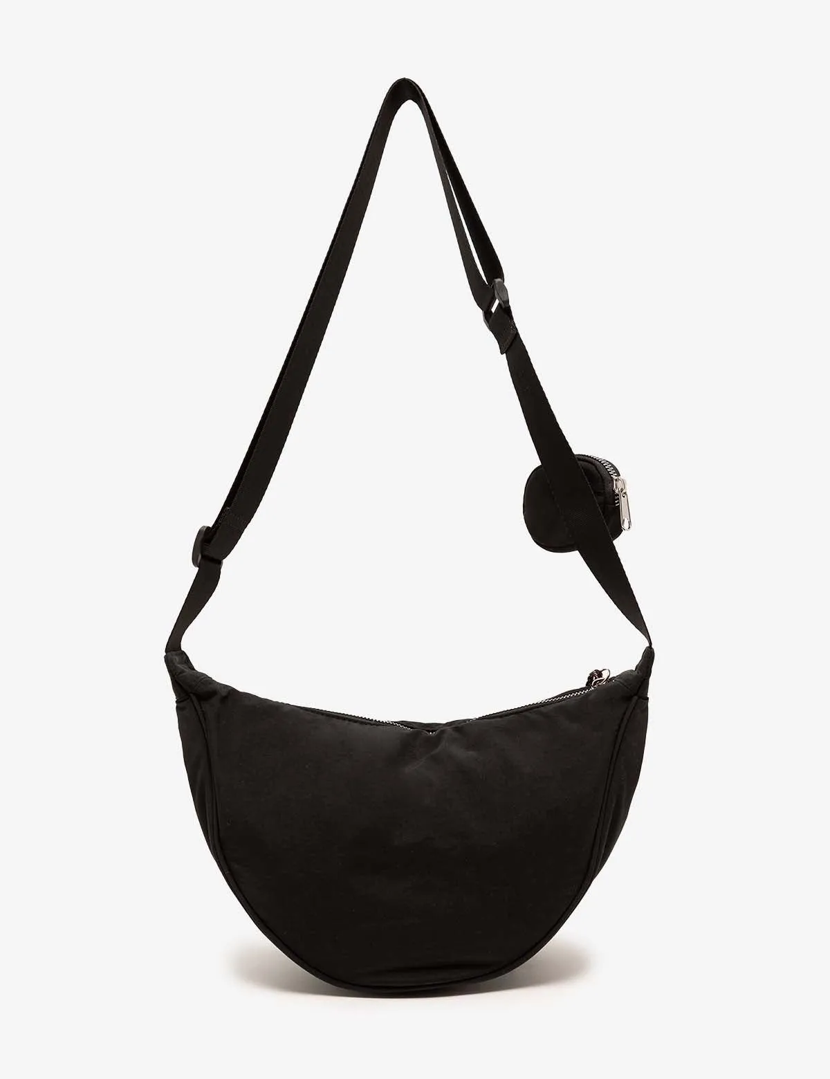 NYLON CRESCENT CROSSBODY BAG WITH ZIPPER POUCH