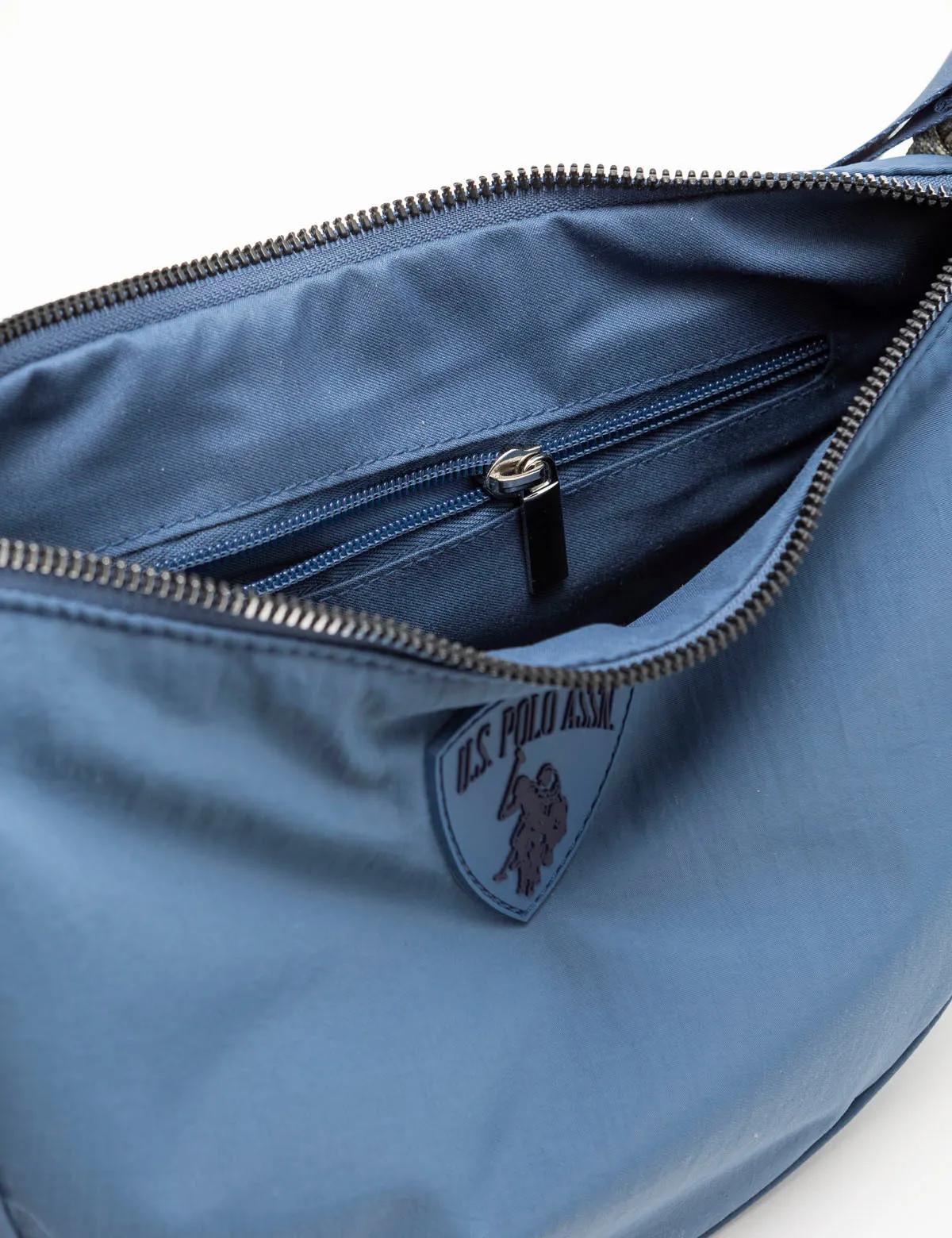NYLON CRESCENT CROSSBODY BAG WITH ZIPPER POUCH