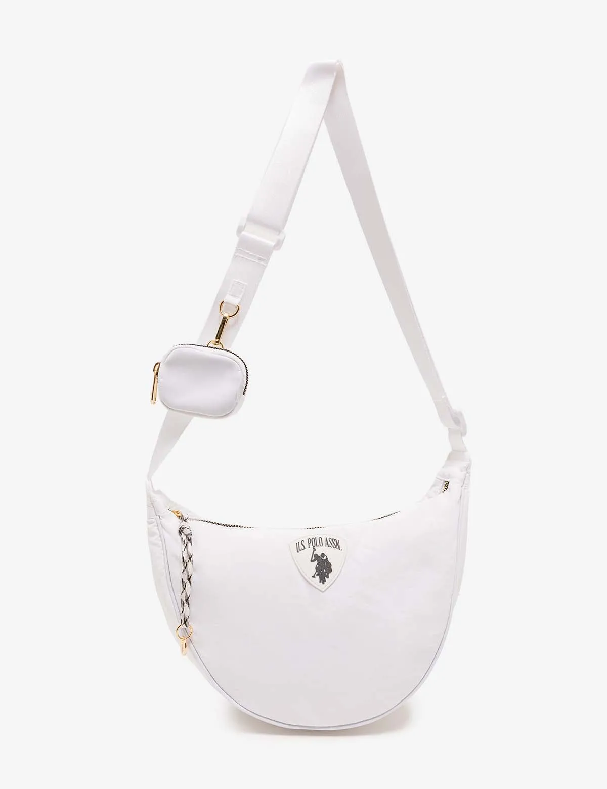 NYLON CRESCENT CROSSBODY BAG WITH ZIPPER POUCH