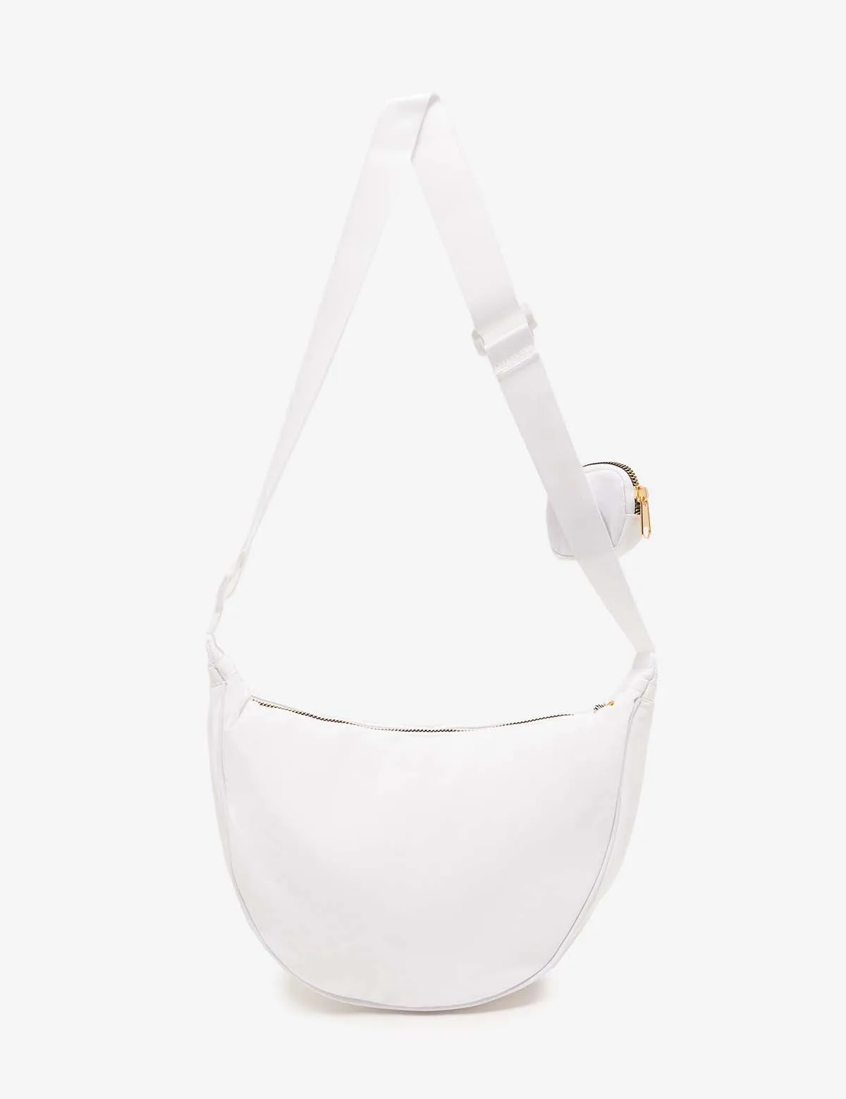 NYLON CRESCENT CROSSBODY BAG WITH ZIPPER POUCH