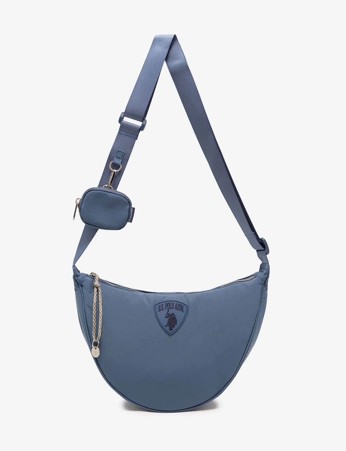 NYLON CRESCENT CROSSBODY BAG WITH ZIPPER POUCH