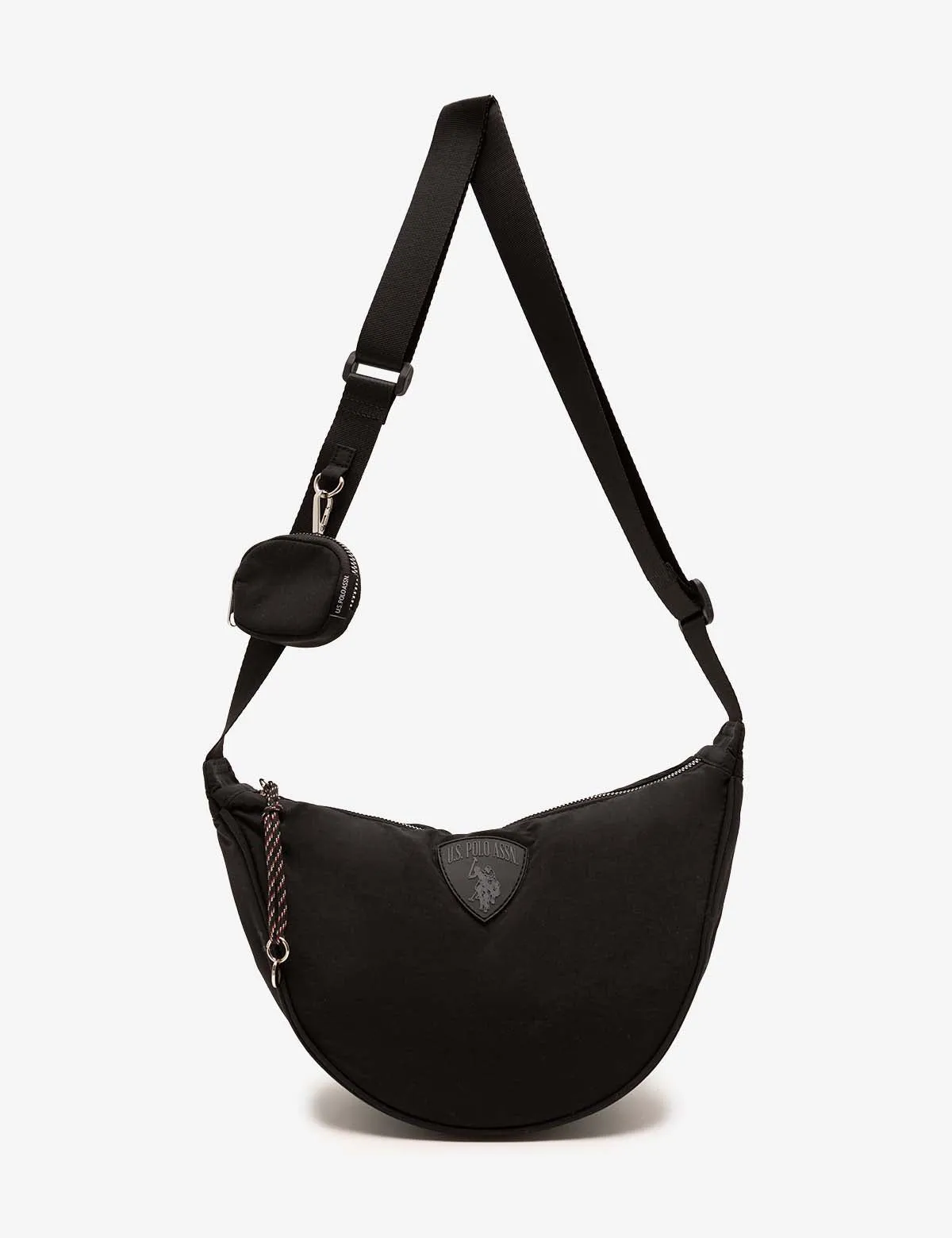 NYLON CRESCENT CROSSBODY BAG WITH ZIPPER POUCH