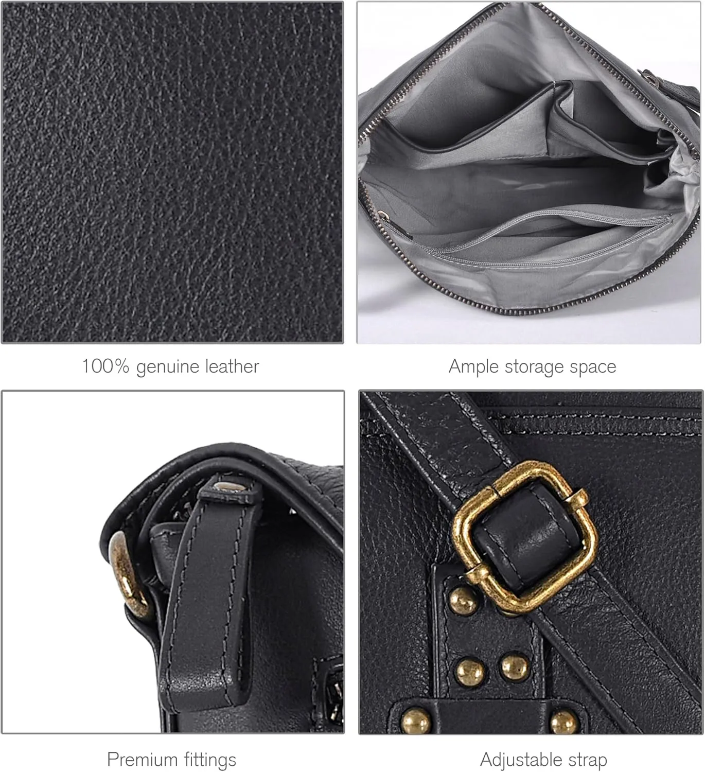 Oak Leathers Leather Crossbody Bag For Women With Adjustable Sling Strap - Medium Size Crossover Shoulder Handbag Purse