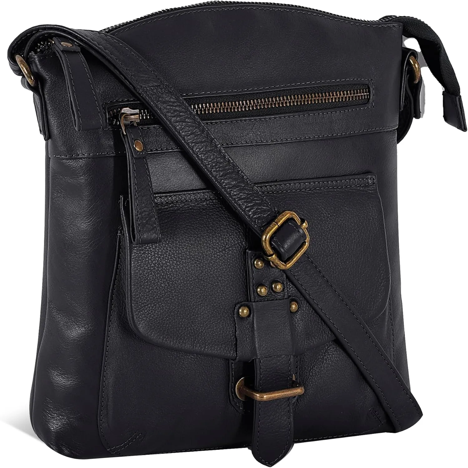 Oak Leathers Leather Crossbody Bag For Women With Adjustable Sling Strap - Medium Size Crossover Shoulder Handbag Purse