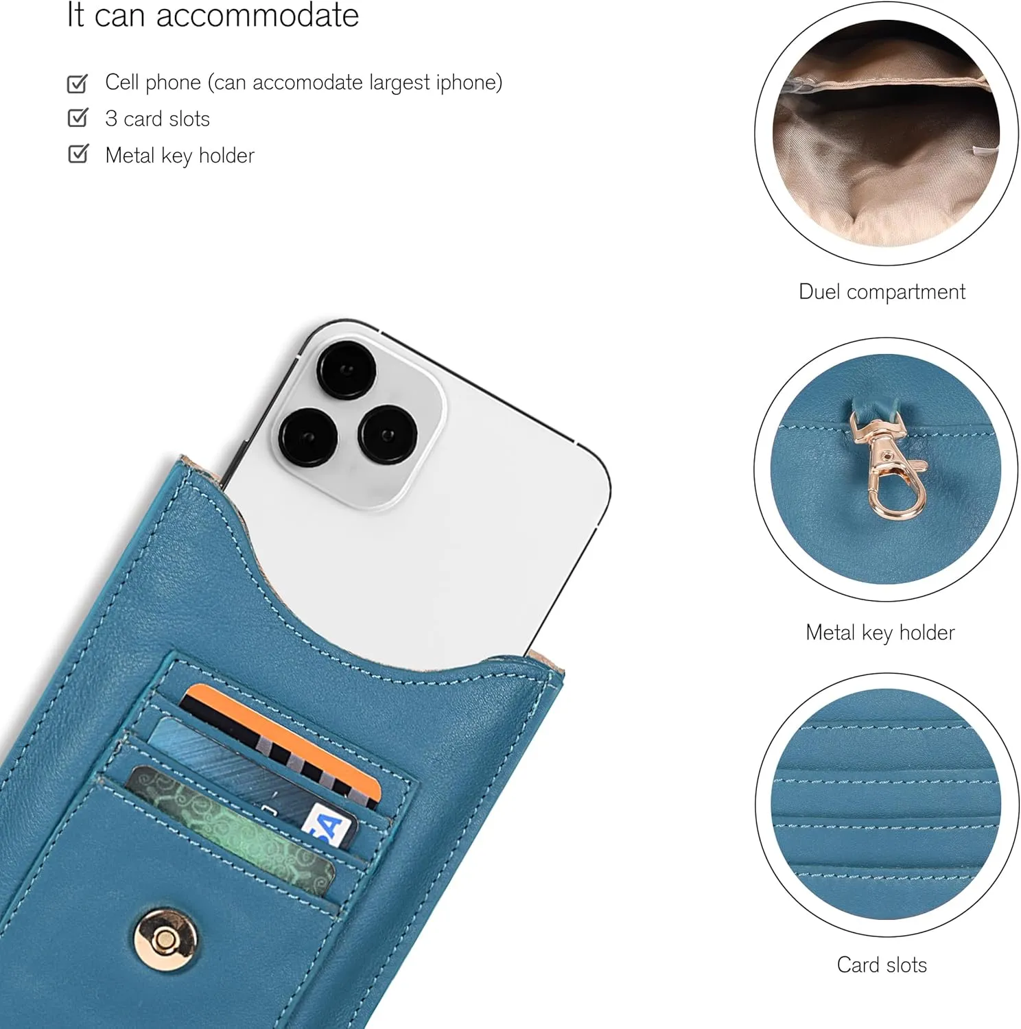 Oak Leathers Small Crossbody Bag For Women - Mini Cell Phone Purse - Crossover Wallet Bag With Adjustable Shoulder Strap